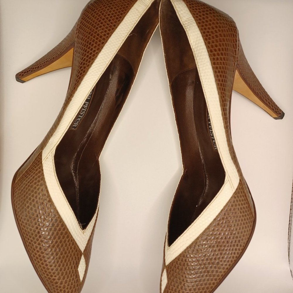 Vintage Andrea Pfister Brown with White Trim Size 10.5